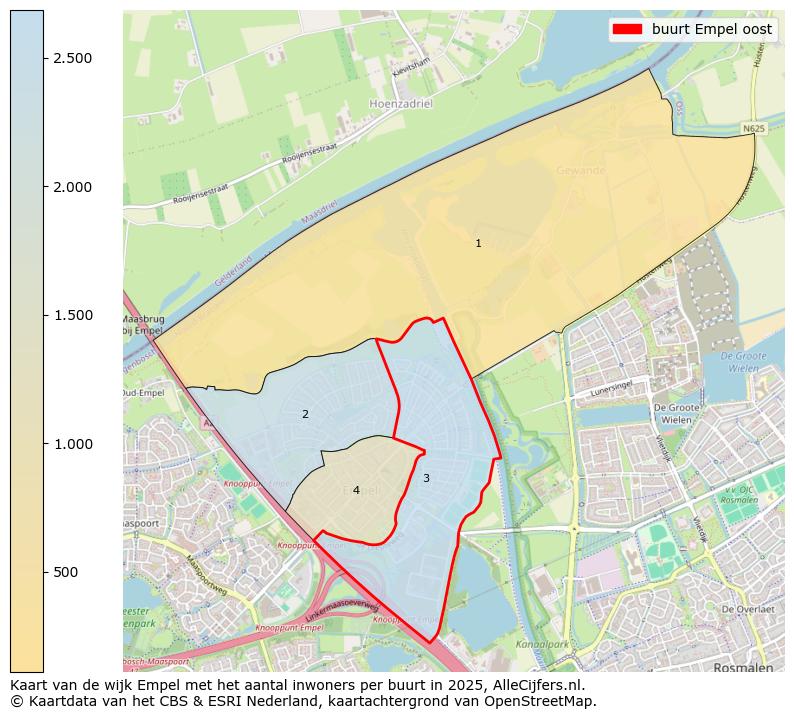 Afbeelding van de buurt Empel oost op de kaart.