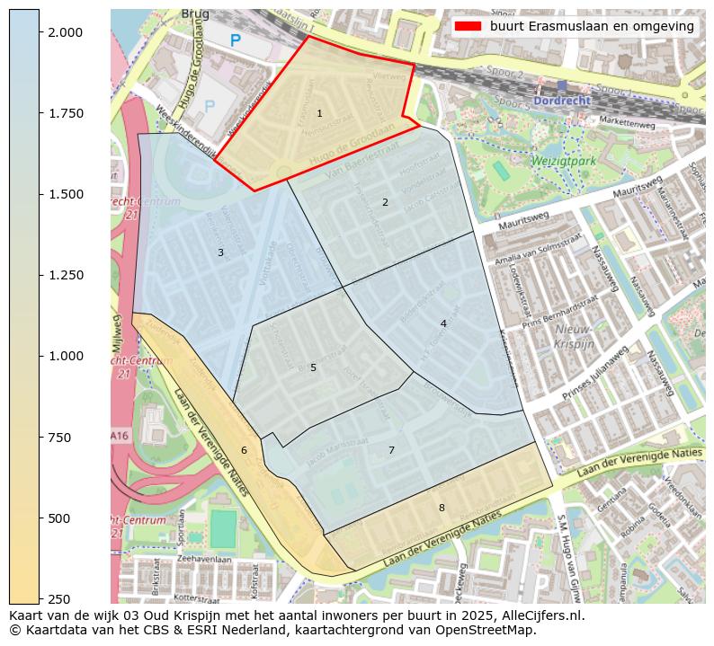 Afbeelding van de buurt Erasmuslaan en omgeving op de kaart.