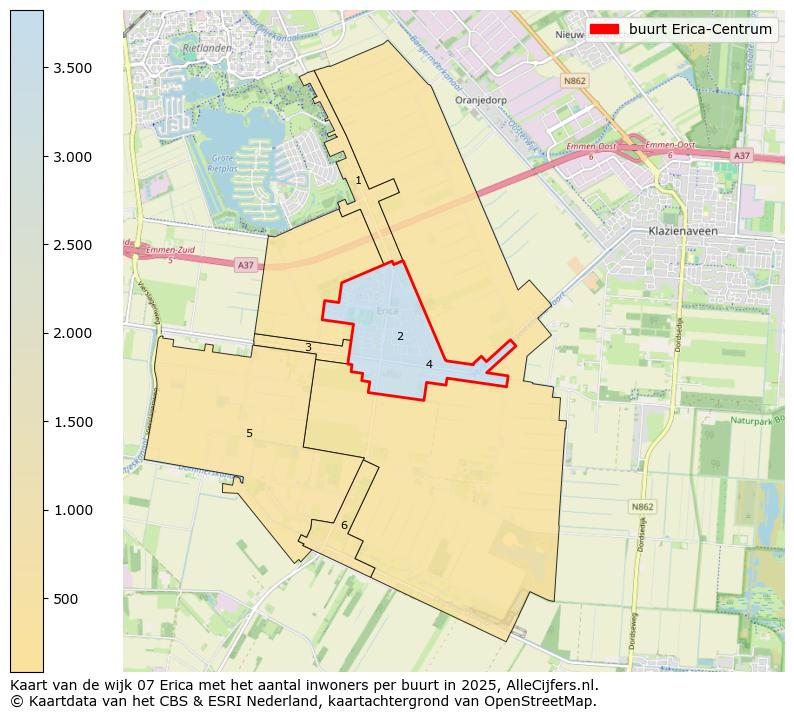 Afbeelding van de buurt Erica-Centrum op de kaart.