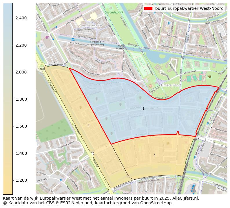 Afbeelding van de buurt Europakwartier West-Noord op de kaart.