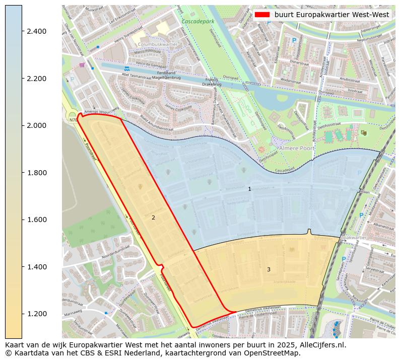 Afbeelding van de buurt Europakwartier West-West op de kaart.