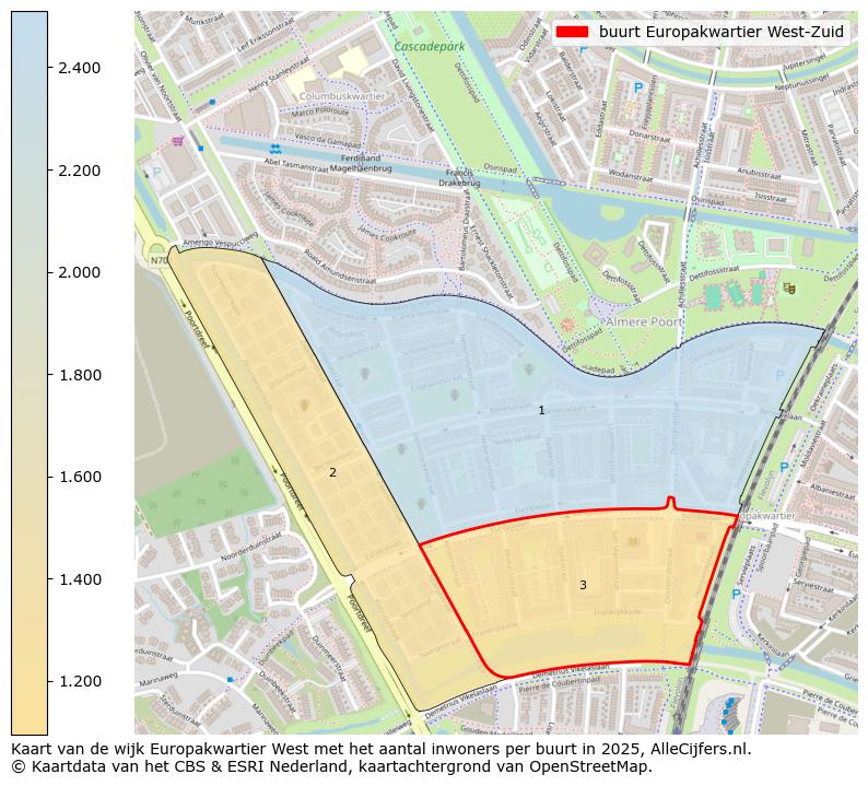 Afbeelding van de buurt Europakwartier West-Zuid op de kaart.