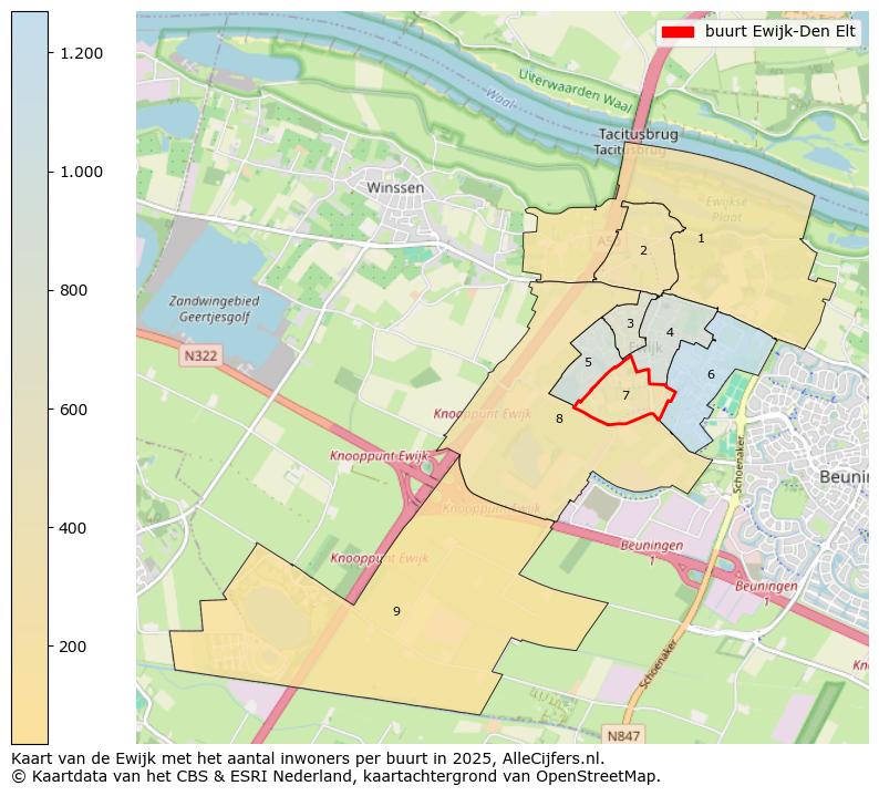 Afbeelding van de buurt Ewijk-Den Elt op de kaart.