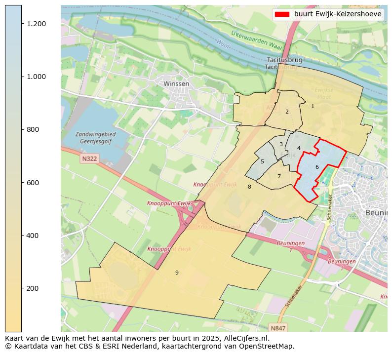Afbeelding van de buurt Ewijk-Keizershoeve op de kaart.