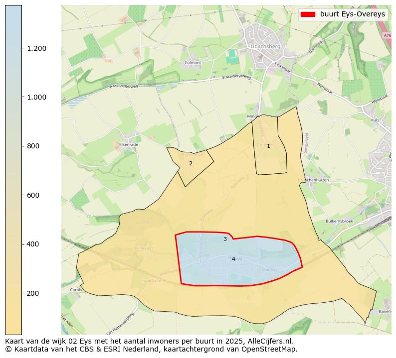 Afbeelding van de buurt Eys-Overeys op de kaart.