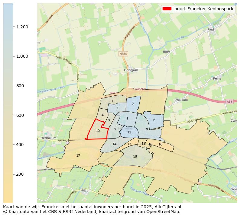 Afbeelding van de buurt Franeker Keningspark op de kaart.