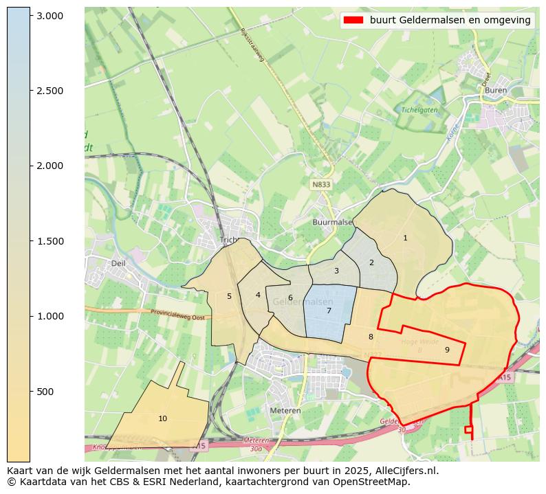 Afbeelding van de buurt Geldermalsen en omgeving op de kaart.