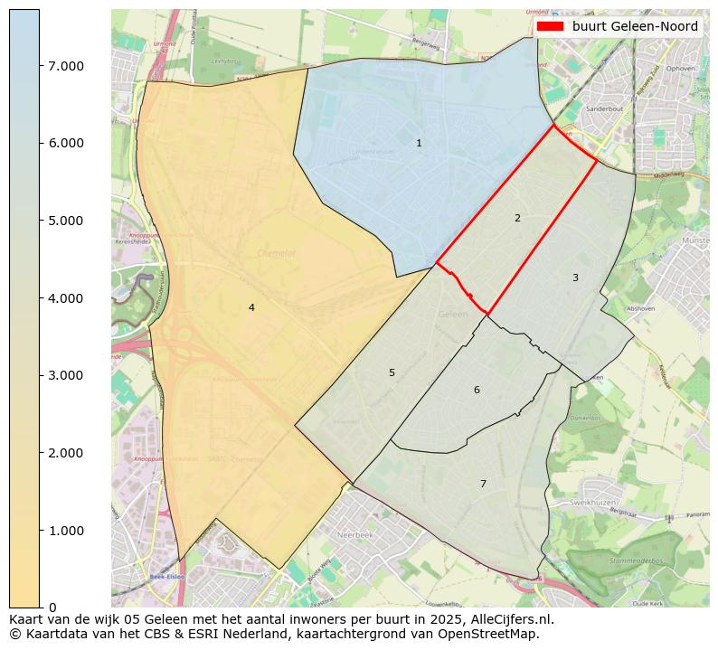 Afbeelding van de buurt Geleen-Noord op de kaart.