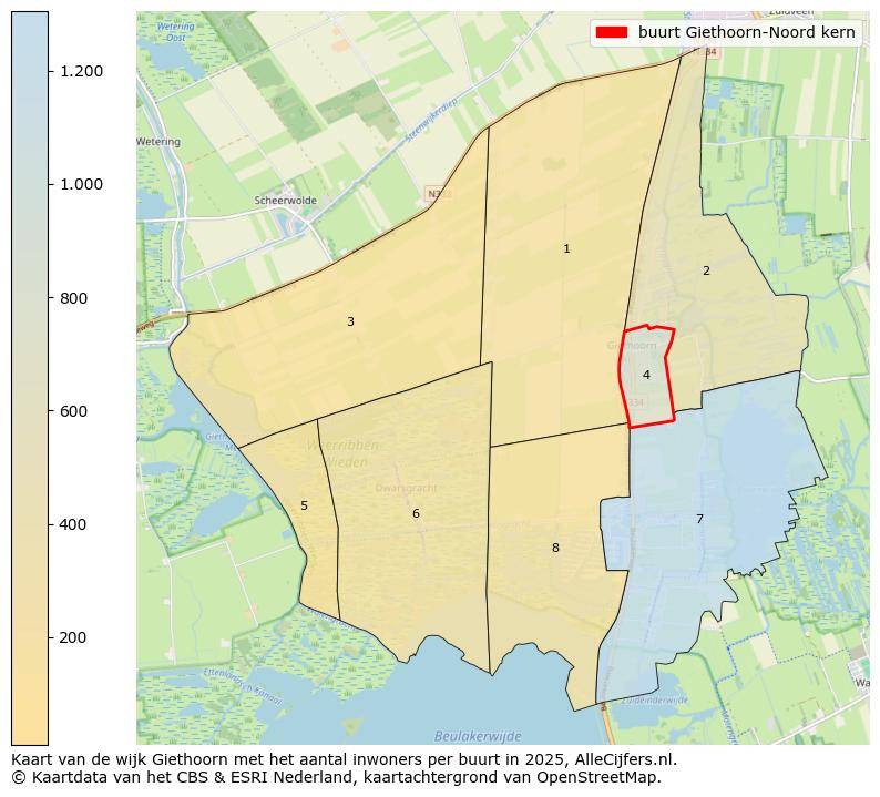 Afbeelding van de buurt Giethoorn-Noord kern op de kaart.