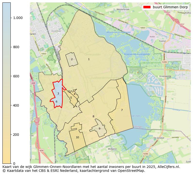 Afbeelding van de buurt Glimmen Dorp op de kaart.