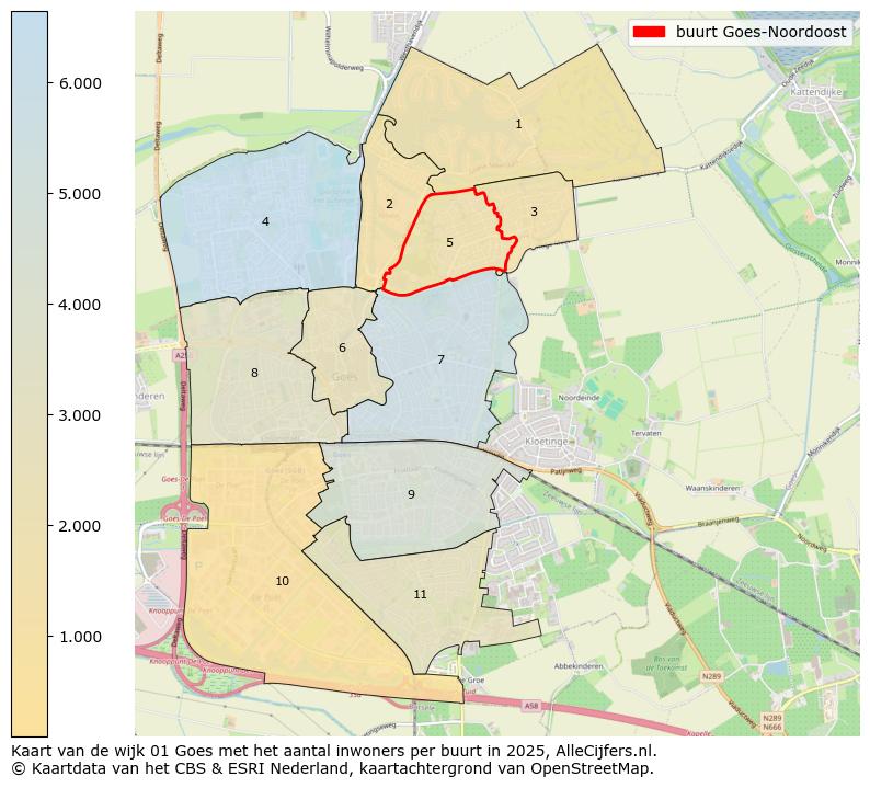 Afbeelding van de buurt Goes-Noordoost op de kaart.
