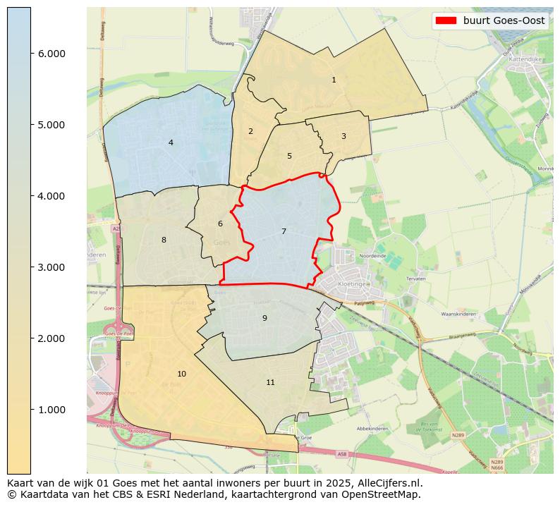 Afbeelding van de buurt Goes-Oost op de kaart.