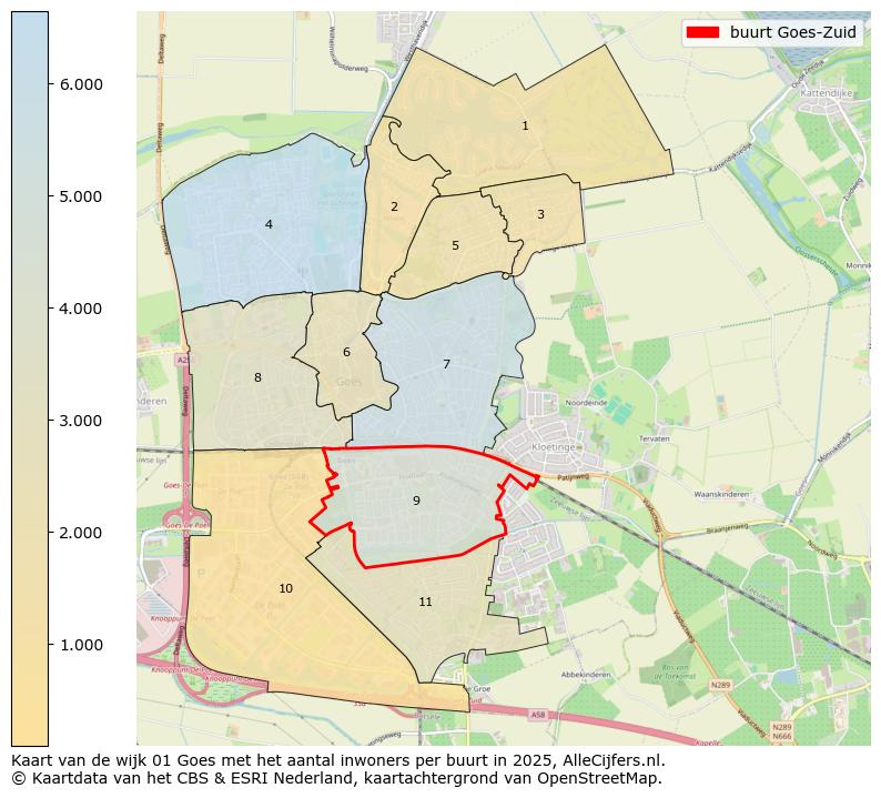 Afbeelding van de buurt Goes-Zuid op de kaart.