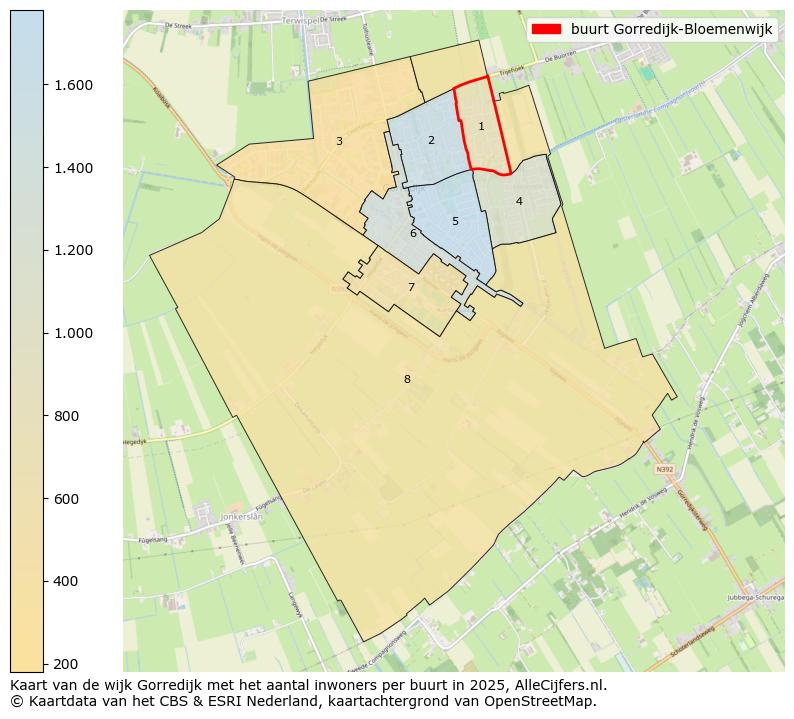 Afbeelding van de buurt Gorredijk-Bloemenwijk op de kaart.
