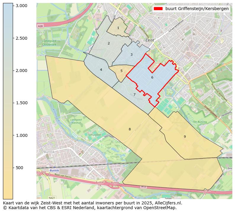 Afbeelding van de buurt Griffensteijn/Kersbergen op de kaart.
