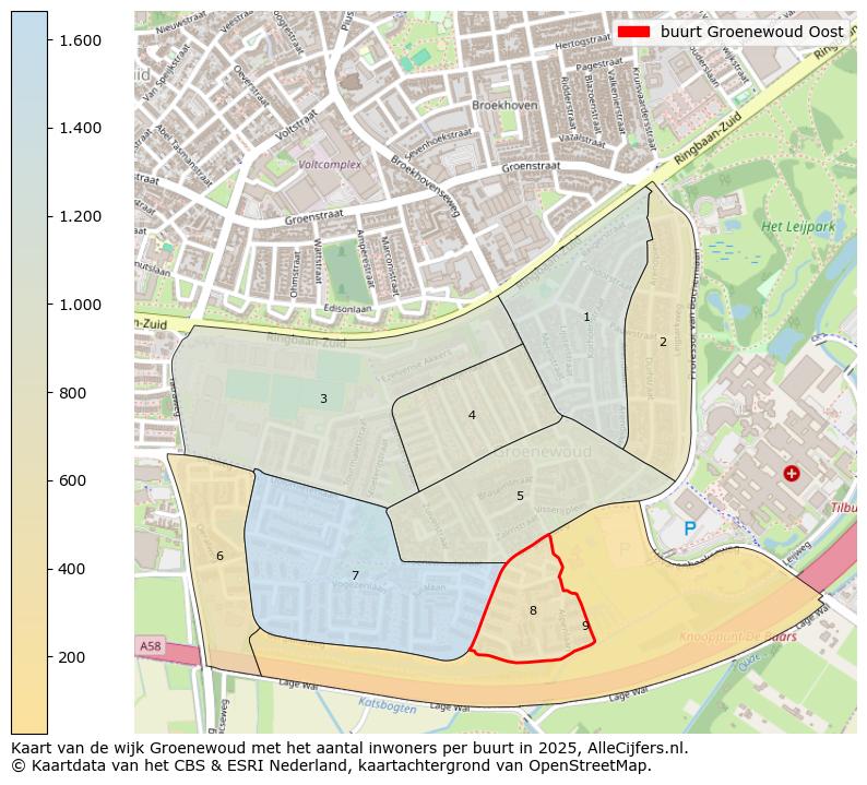 Afbeelding van de buurt Groenewoud Oost op de kaart.