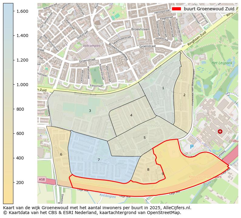 Afbeelding van de buurt Groenewoud Zuid op de kaart.