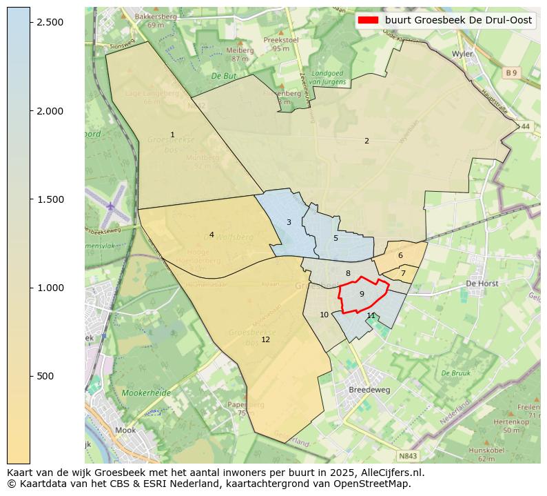 Afbeelding van de buurt Groesbeek De Drul-Oost op de kaart.