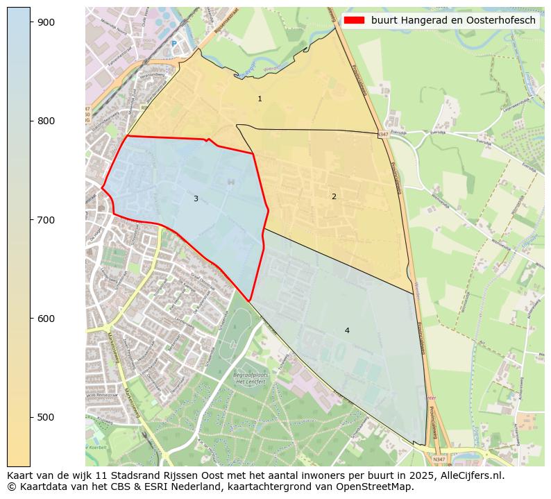 Afbeelding van de buurt Hangerad en Oosterhofesch op de kaart.