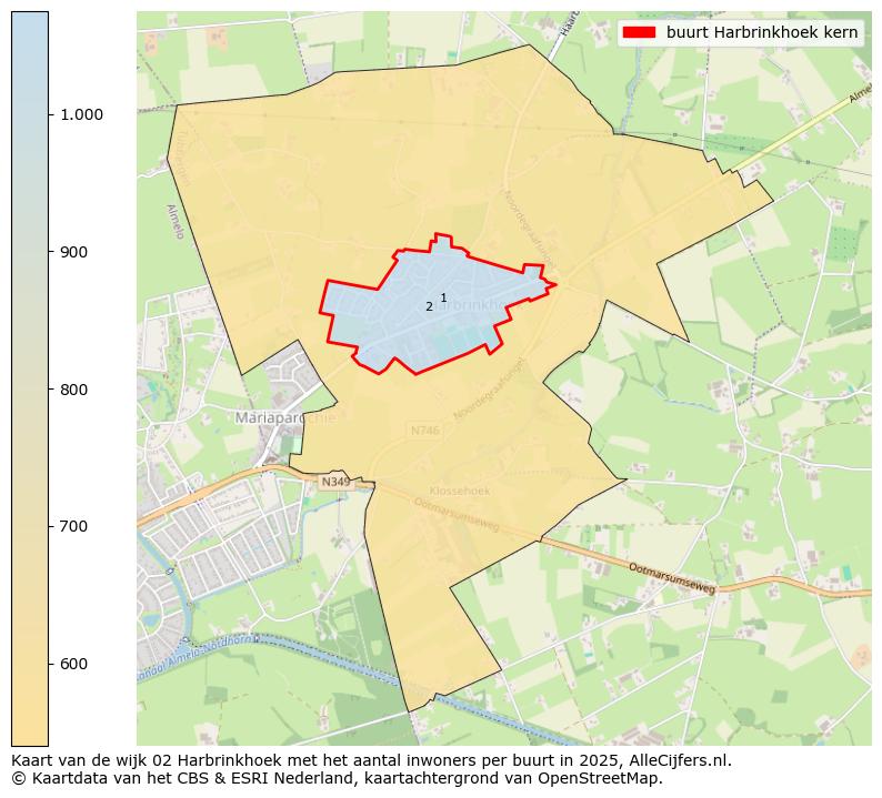 Afbeelding van de buurt Harbrinkhoek kern op de kaart.