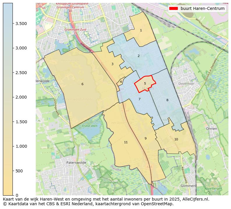 Afbeelding van de buurt Haren-Centrum op de kaart.