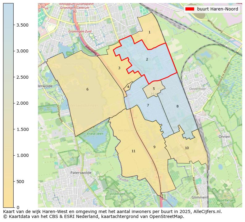 Afbeelding van de buurt Haren-Noord op de kaart.
