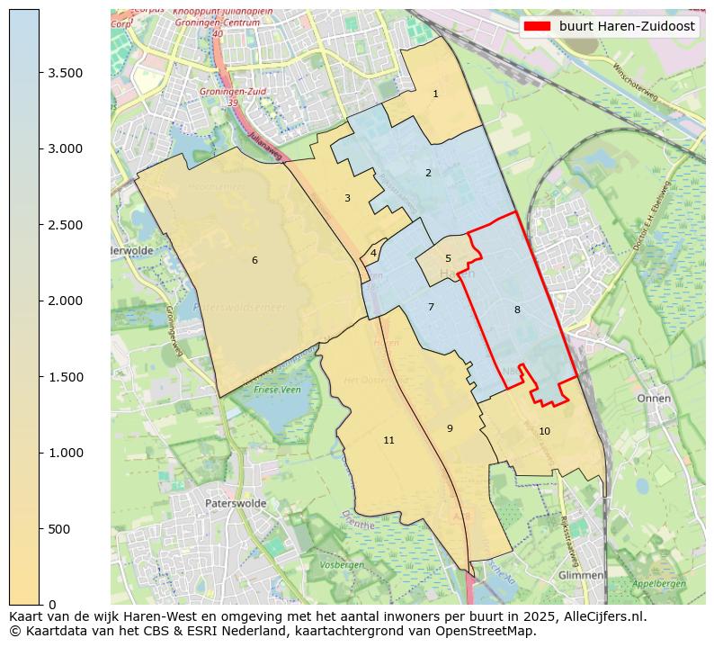 Afbeelding van de buurt Haren-Zuidoost op de kaart.