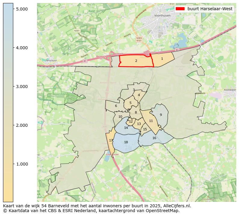 Afbeelding van de buurt Harselaar-West op de kaart.