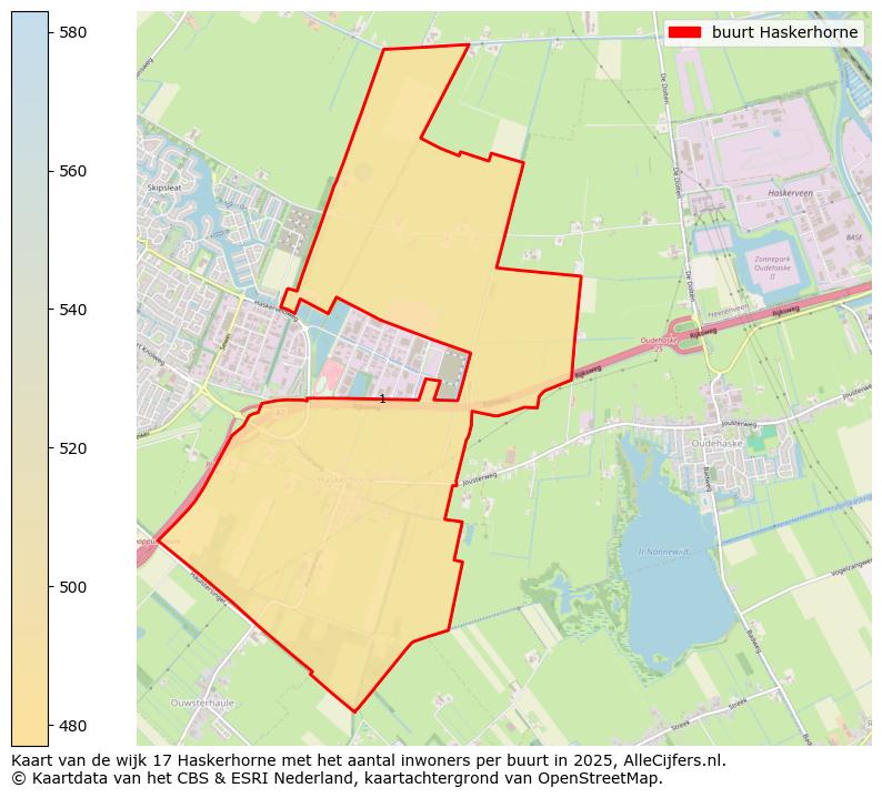 Afbeelding van de buurt Haskerhorne op de kaart.