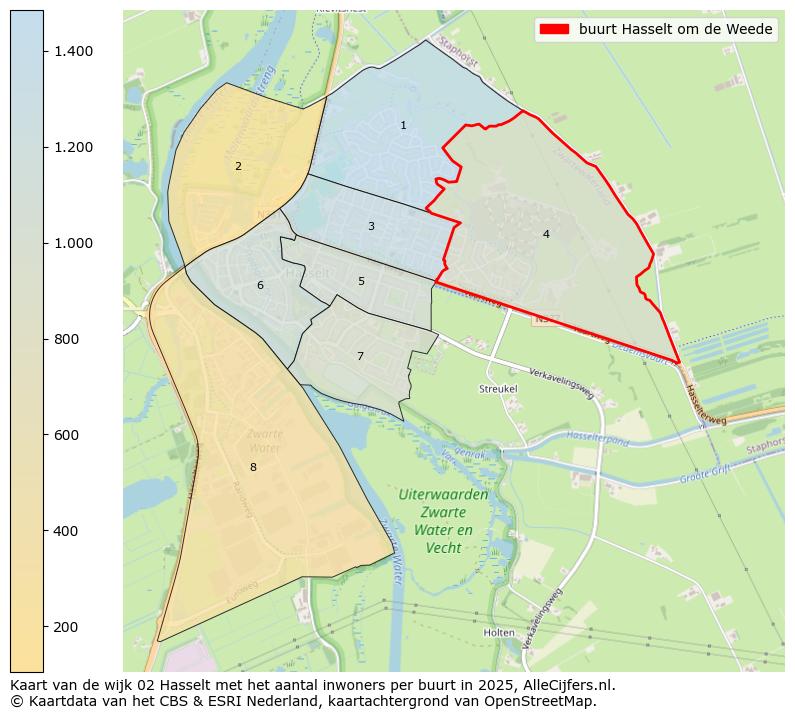 Afbeelding van de buurt Hasselt om de Weede op de kaart.