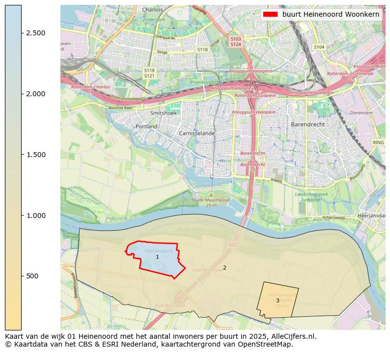 Afbeelding van de buurt Heinenoord Woonkern op de kaart.