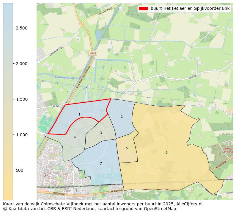 Afbeelding van de buurt Het Fetlaer en Spijkvoorder Enk op de kaart.