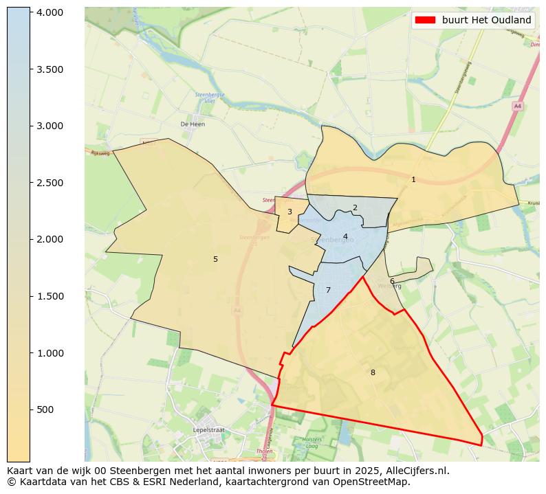 Afbeelding van de buurt Het Oudland op de kaart.