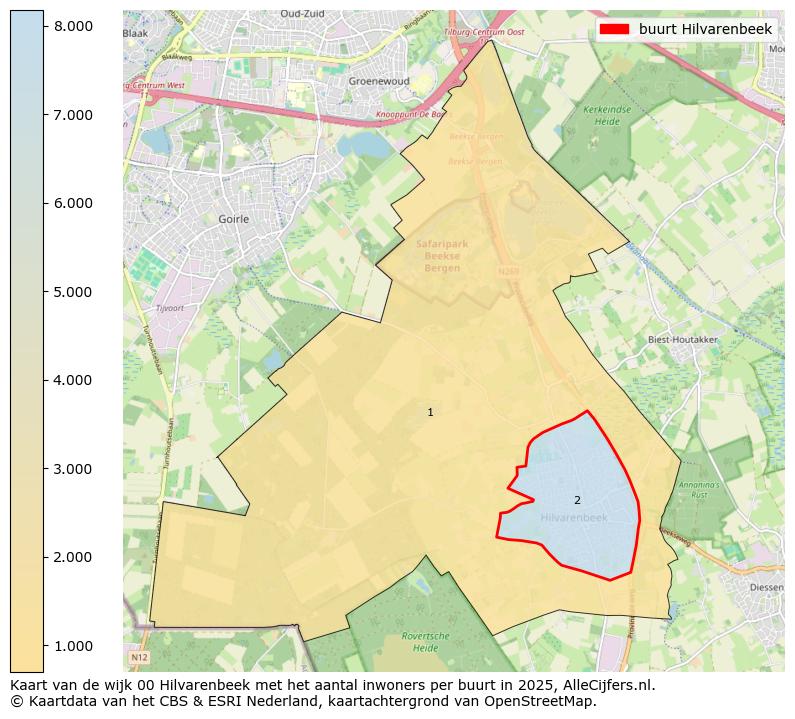 Afbeelding van de buurt Hilvarenbeek op de kaart.
