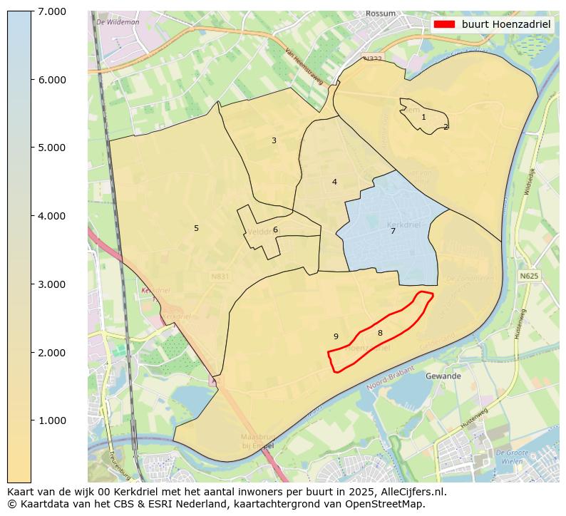 Afbeelding van de buurt Hoenzadriel op de kaart.