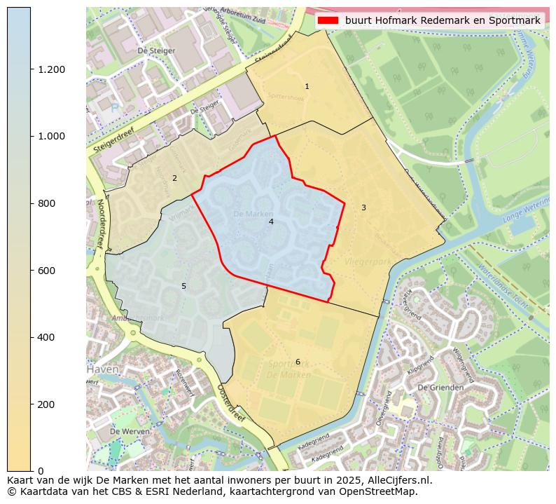 Afbeelding van de buurt Hofmark Redemark en Sportmark op de kaart.