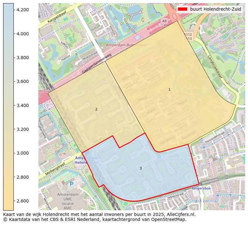 Afbeelding van de buurt Holendrecht-Zuid op de kaart.