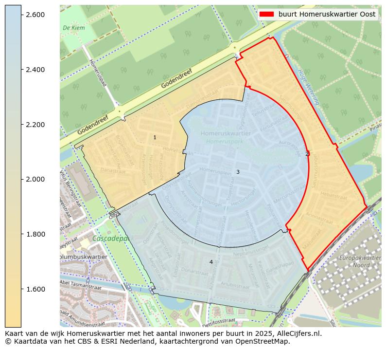 Afbeelding van de buurt Homeruskwartier Oost op de kaart.