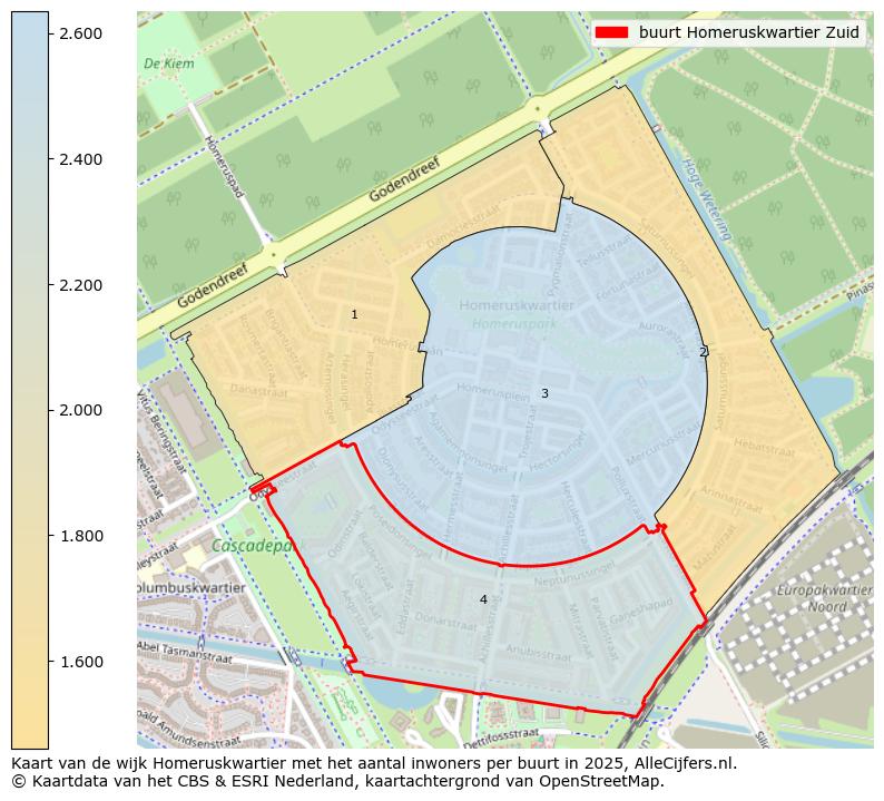 Afbeelding van de buurt Homeruskwartier Zuid op de kaart.