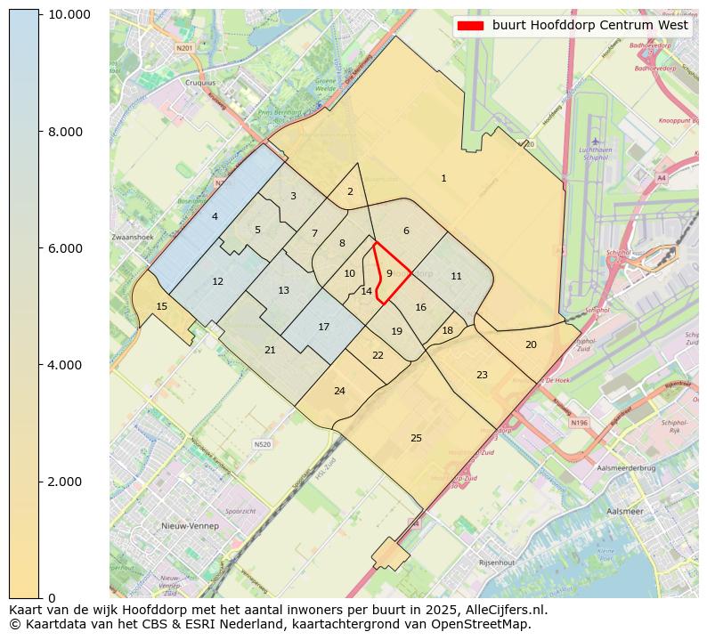 Afbeelding van de buurt Hoofddorp Centrum West op de kaart.