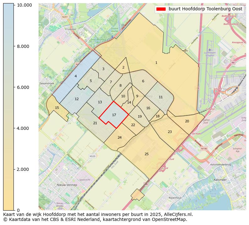 Afbeelding van de buurt Hoofddorp Toolenburg Oost op de kaart.