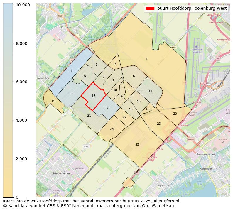 Afbeelding van de buurt Hoofddorp Toolenburg West op de kaart.