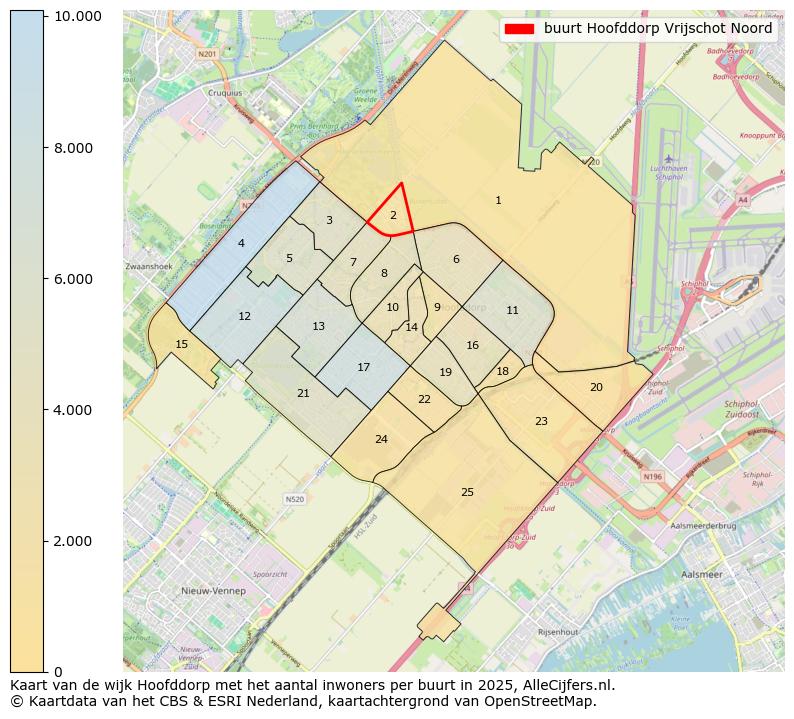 Afbeelding van de buurt Hoofddorp Vrijschot Noord op de kaart.