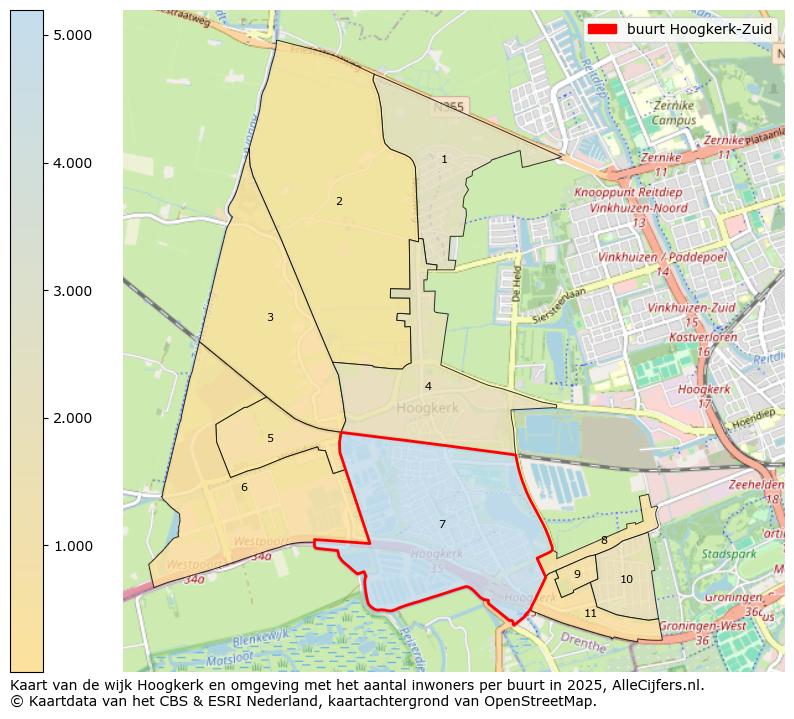 Afbeelding van de buurt Hoogkerk-Zuid op de kaart.
