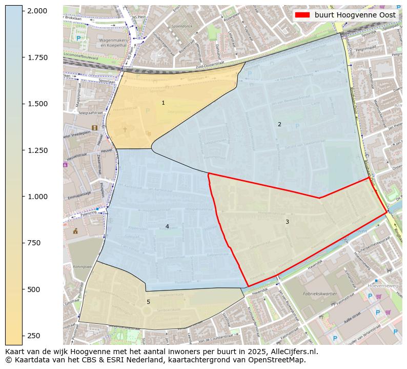 Afbeelding van de buurt Hoogvenne Oost op de kaart.