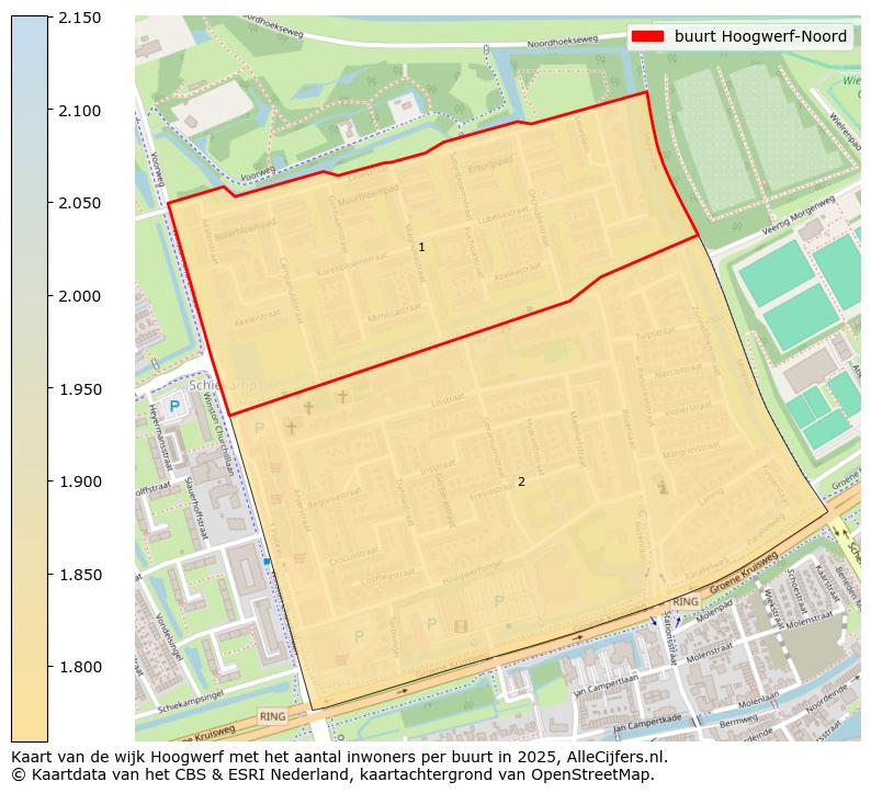 Afbeelding van de buurt Hoogwerf-Noord op de kaart.