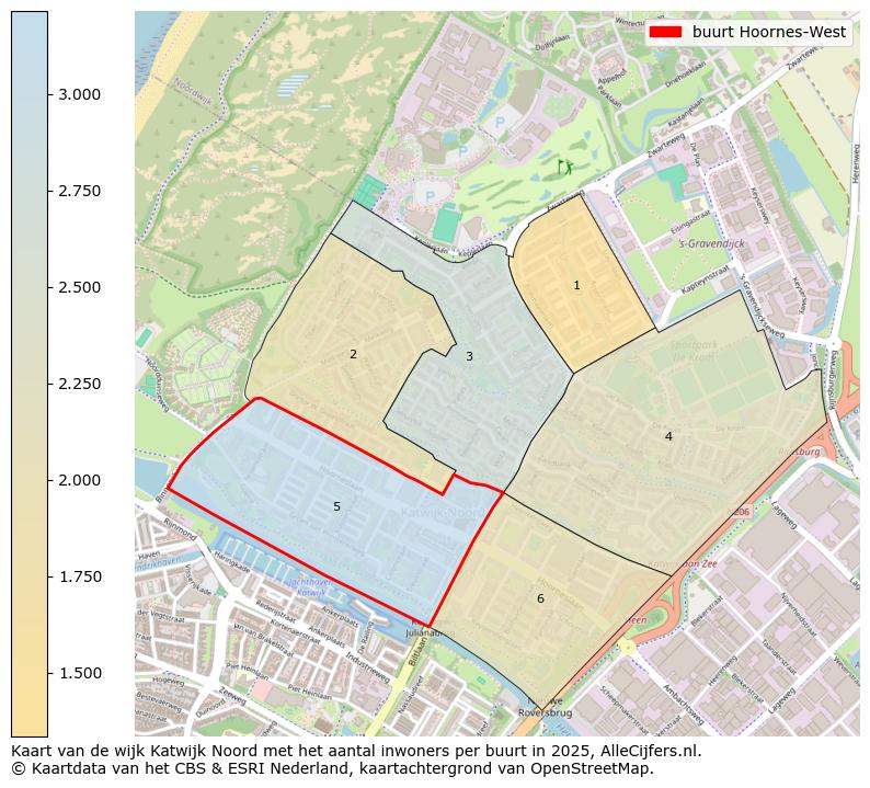 Afbeelding van de buurt Hoornes-West op de kaart.