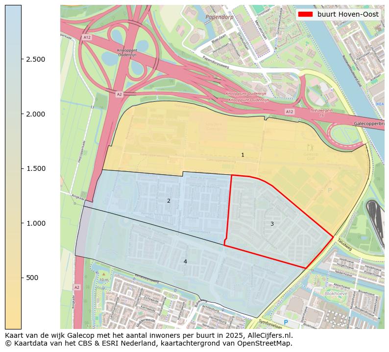Afbeelding van de buurt Hoven-Oost op de kaart.