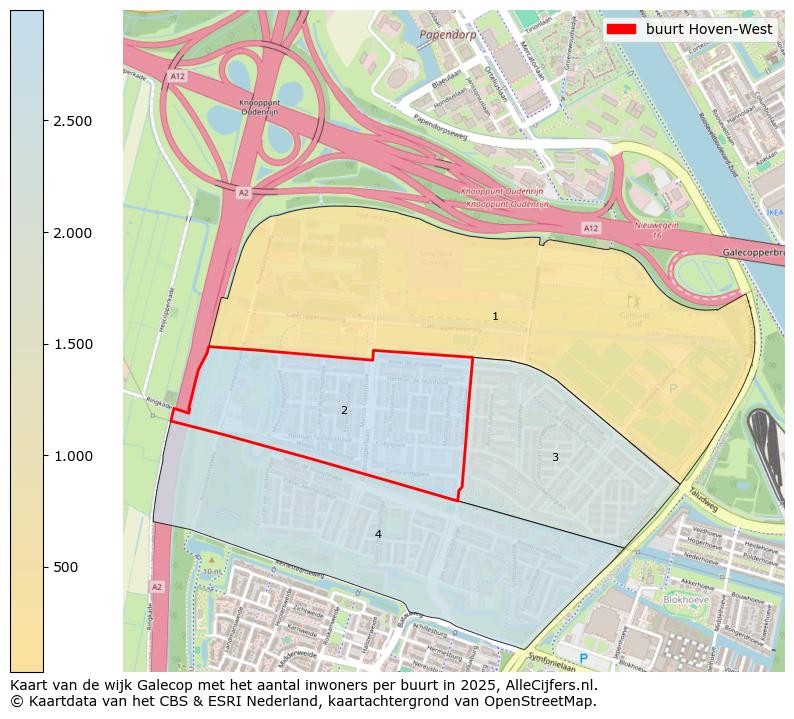 Afbeelding van de buurt Hoven-West op de kaart.