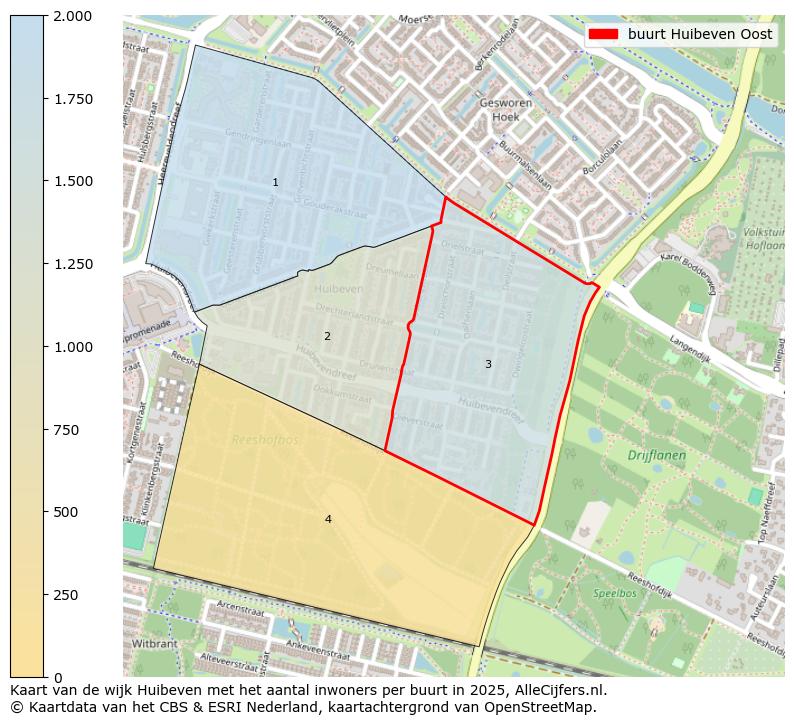 Afbeelding van de buurt Huibeven Oost op de kaart.